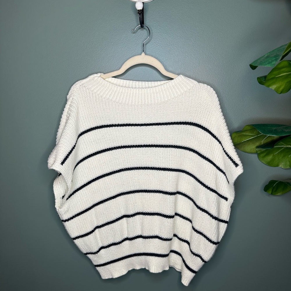 Black and White Striped Cider Knitted Sweater Vest